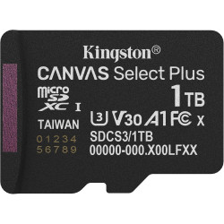 Kingston Canvas Select Plus Carte mémoire microSD 1TB micSDXC Gen3 150R A1 Adaptateur SD Non Inclus - SDCS3/1TBSP