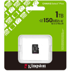 Kingston Canvas Select Plus Carte mémoire microSD 1TB micSDXC Gen3 150R A1 Adaptateur SD Non Inclus - SDCS3/1TBSP