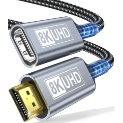 Rallonge HDMI 1M Câble, Câble d'extension HDMI 2.1 Mâle vers Femelle 8K@60Hz 4K@120Hz/144Hz 48Gbps, High Speed UHD eARC HDCP 2.3