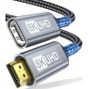 Rallonge HDMI 1M Câble, Câble d'extension HDMI 2.1 Mâle vers Femelle 8K@60Hz 4K@120Hz/144Hz 48Gbps, High Speed UHD eARC HDCP 2.3