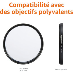 Amazon Basics 67 mm Filtre de Protection UV Circulaire pour des Images Plus Nettes, Protège Contre la Poussière, la Saleté et le