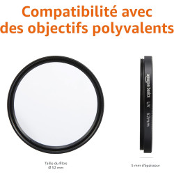 Amazon Basics 52 mm Filtre de Protection UV Circulaire pour des Images Plus Nettes, Protège Contre la Poussière, la Saleté et le
