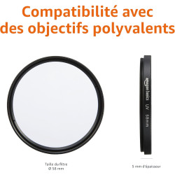 Amazon Basics 58 mm Filtre de Protection UV Circulaire pour des Images Plus Nettes, Protège Contre la Poussière, la Saleté et le