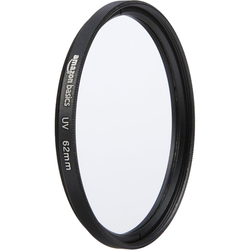 Amazon Basics 62 mm Filtre de Protection UV Circulaire pour des Images Plus Nettes, Protège Contre la Poussière, la Saleté et le