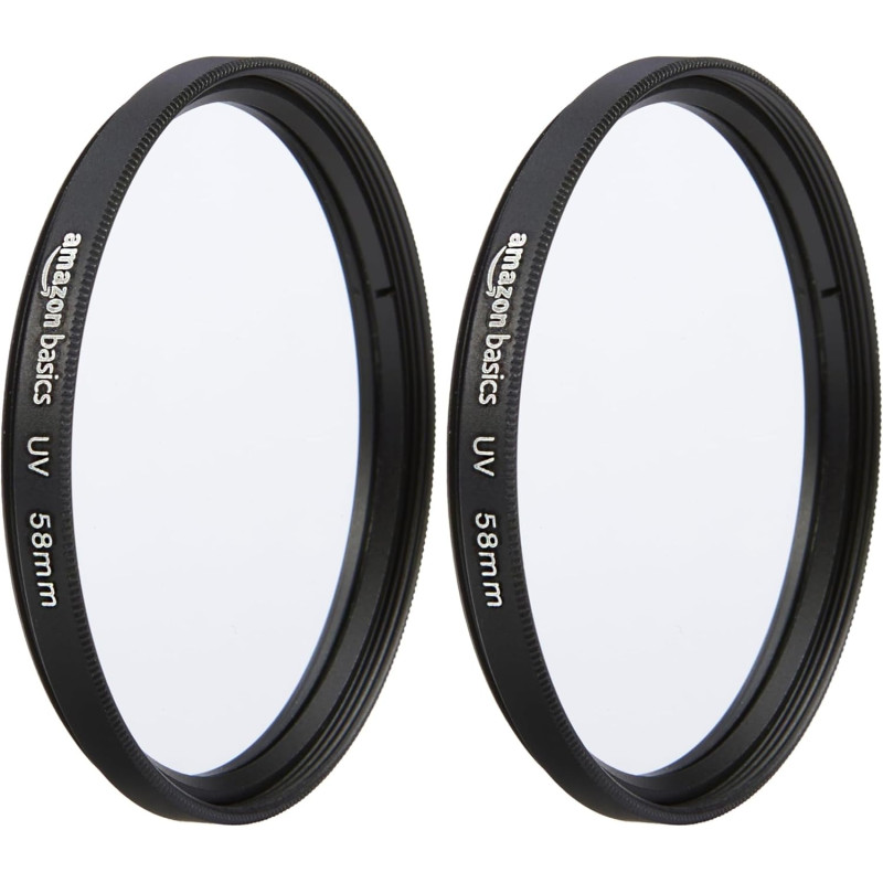 Amazon Basics 58 mm Filtre de Protection UV Circulaire pour des Images Plus Nettes, Protège Contre la Poussière, la Saleté et Le