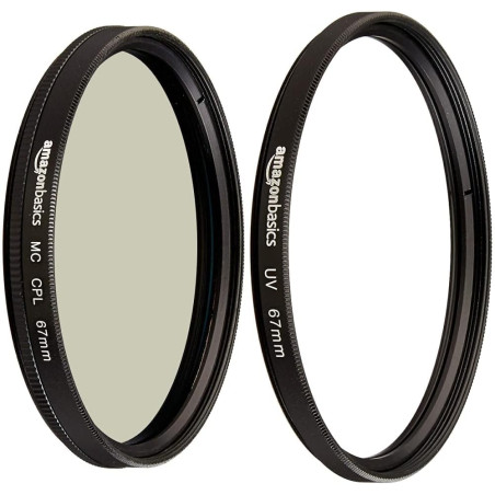 Amazon Basics Filtre polarisant Circulaire - 67mm & Filtre de Protection UV - 67mm