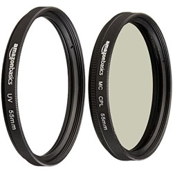 Amazon Basics Filtre polarisant Circulaire - 55mm & Filtre de Protection UV - 55mm