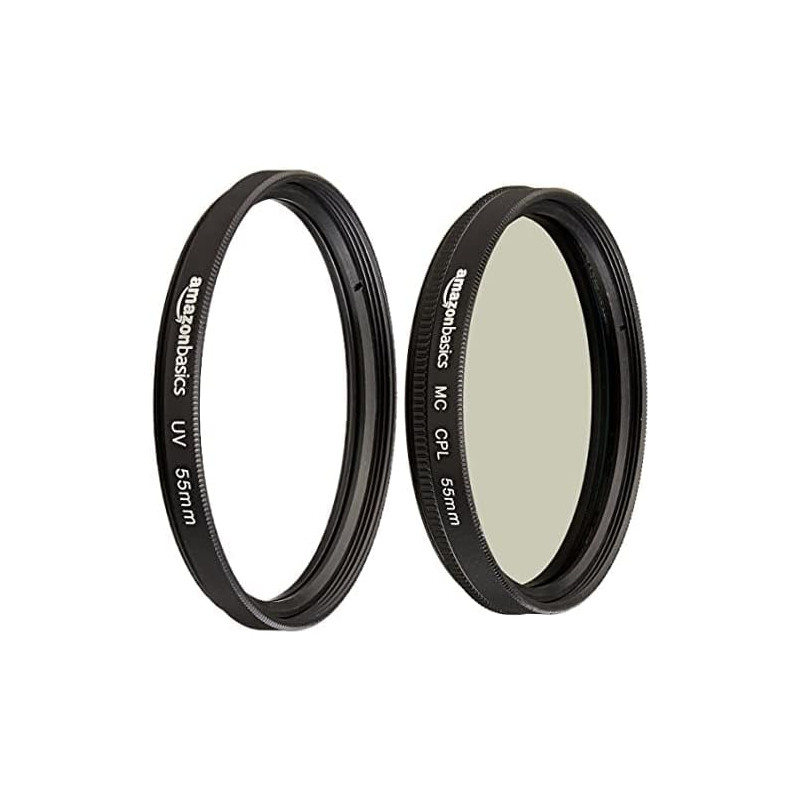 Amazon Basics Filtre polarisant Circulaire - 55mm & Filtre de Protection UV - 55mm