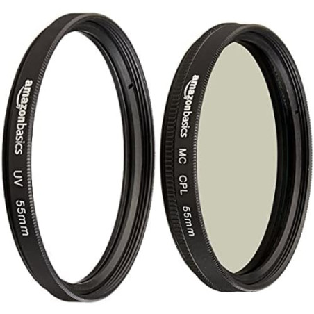 Amazon Basics Filtre polarisant Circulaire - 55mm & Filtre de Protection UV - 55mm