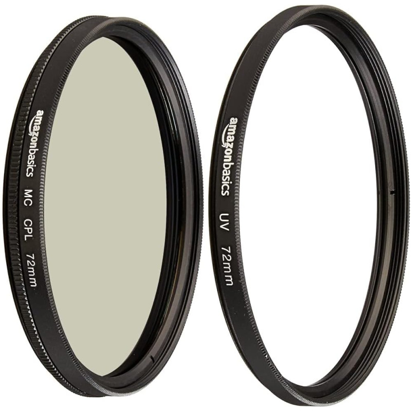 Amazon Basics Filtre polarisant Circulaire - 72mm & Filtre de Protection UV - 72mm