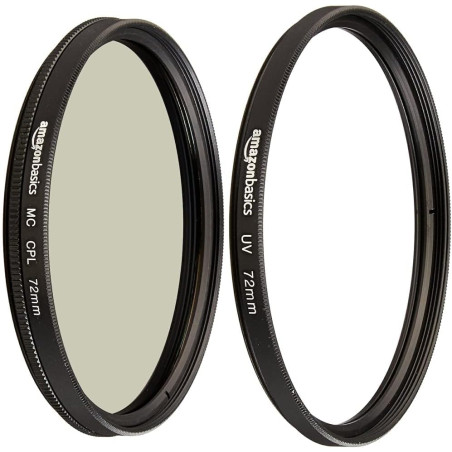 Amazon Basics Filtre polarisant Circulaire - 72mm & Filtre de Protection UV - 72mm