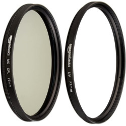Amazon Basics Filtre polarisant Circulaire - 77mm & Filtre de Protection UV - 77mm