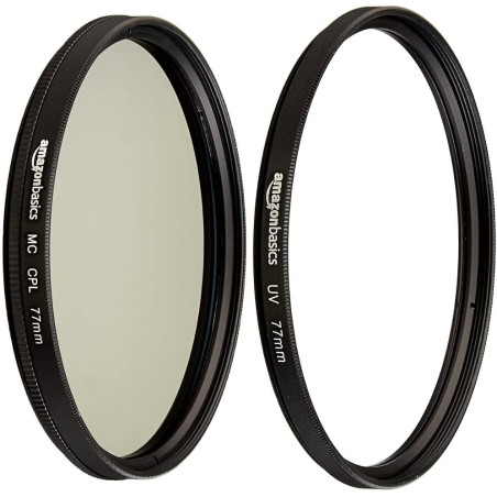 Amazon Basics Filtre polarisant Circulaire - 77mm & Filtre de Protection UV - 77mm