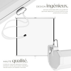 tectake® Écran de Projection 152x152cm, Toile projecteur 85" Format 1:1/16:9/4:3, Compatible HDTV et 3D, Ecran Projection Enroul