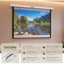 tectake® Écran de Projection 178x178cm, Toile projecteur 99" Format 1:1/16:9/4:3, Compatible HDTV et 3D, Ecran Projection Enroul