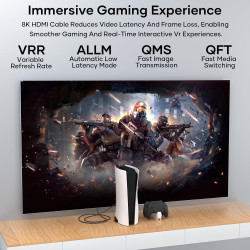 Cable HDMI 2Mètres 10K 8K,Câble HDMI 2.1 Ultra Haute Vitesse 10K 8K@60Hz 4K@120Hz 7680P Supporte HDR10 eARC 3D HDCP 2.2 & 2.3,Co