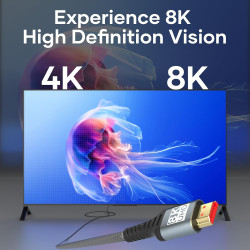 Cable HDMI 2Mètres 10K 8K,Câble HDMI 2.1 Ultra Haute Vitesse 10K 8K@60Hz 4K@120Hz 7680P Supporte HDR10 eARC 3D HDCP 2.2 & 2.3,Co