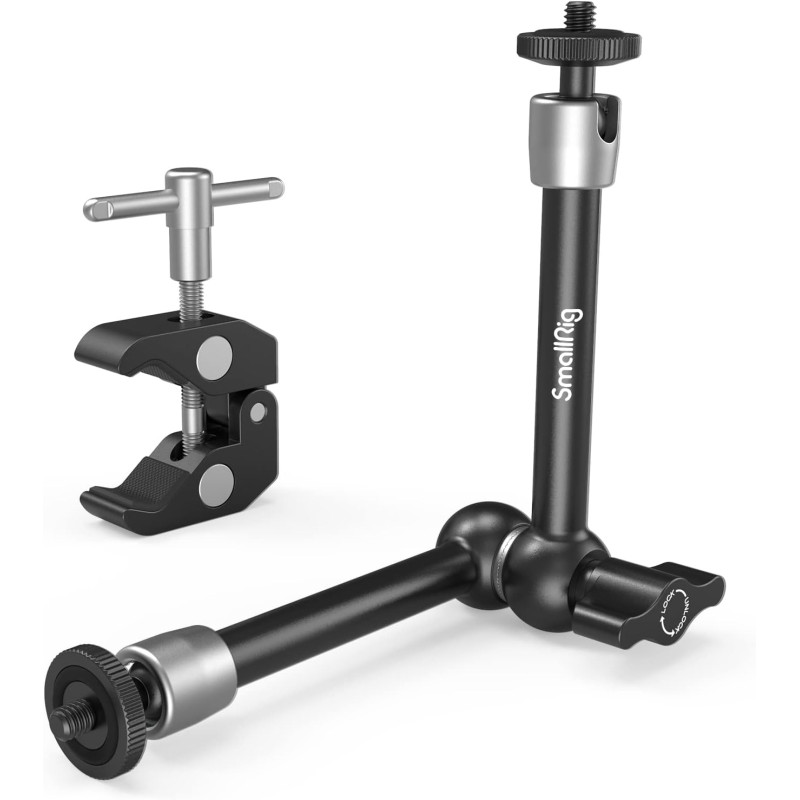 SMALLRIG Super Clamp et Bras Magique Articulé à Friction Réglable de 10 Pouces avec Vis 1/4" pour Moniteur LCD/Lumières LED - 27