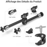 SMALLRIG Super Clamp et Bras Magique Articulé à Friction Réglable de 10 Pouces avec Vis 1/4" pour Moniteur LCD/Lumières LED - 27