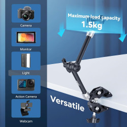 SMALLRIG Bras Magique avec Super Pince, Articulé pour Support de Caméra, Lumière, Moniteur, Webcam ou Caméra d'Action ≤1,5 kg, p