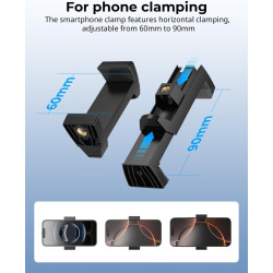 SMALLRIG Pince avec Trous Filetés de 1/4" et 3/8", Bras Articulé Magique Réglable de 9,8 Pouces avec Support de Téléphone pour C