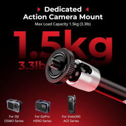 SMALLRIG Bras Magique avec Super Pince pour Caméras d'action, Fixation pour GoPro Hero 13/12/11, DJI Osmo Action 5 Pro/4/3, Inst