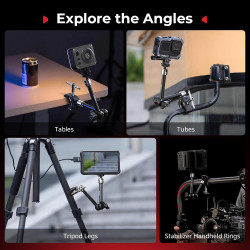 SMALLRIG Bras Magique avec Super Pince pour Caméras d'action, Fixation pour GoPro Hero 13/12/11, DJI Osmo Action 5 Pro/4/3, Inst