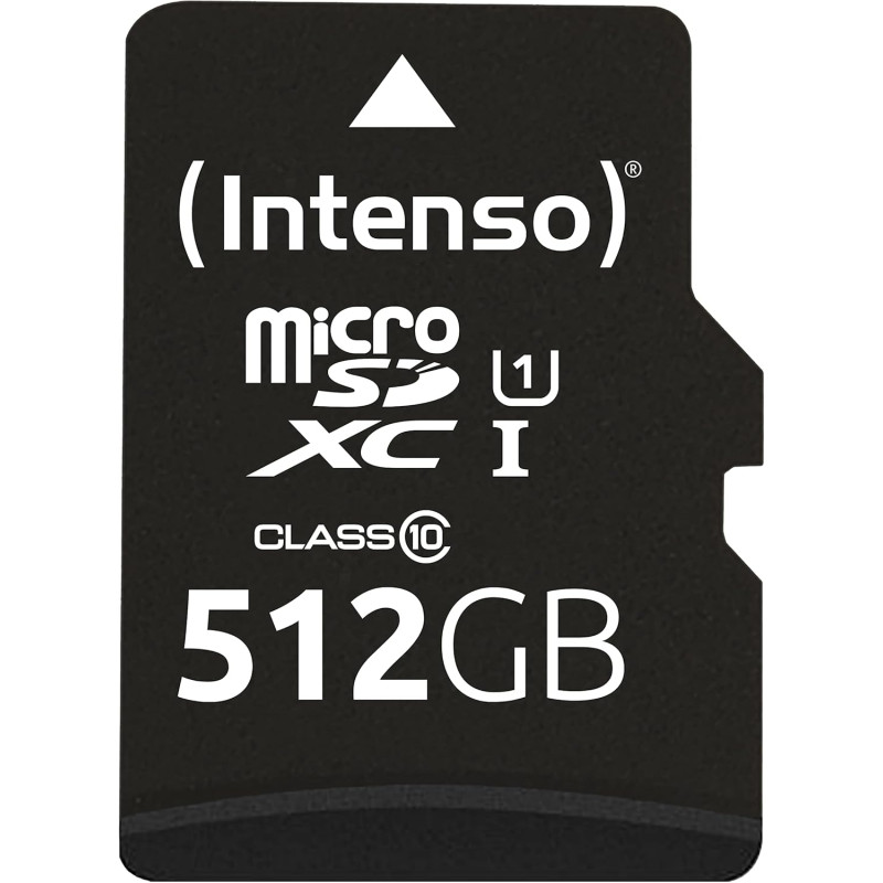 Intenso 512 Go Premium Carte Mémoire microSD avec Adaptateur SD, Classe 10 UHS-I, Vitesse de Lecture maximale de 45 Mo/s de ARCA
