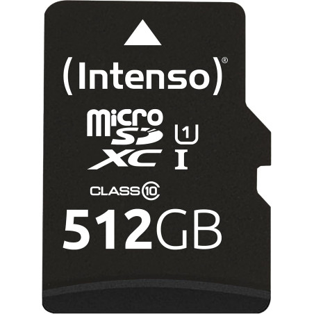 Intenso 512 Go Premium Carte Mémoire microSD avec Adaptateur SD, Classe 10 UHS-I, Vitesse de Lecture maximale de 45 Mo/s de ARCA