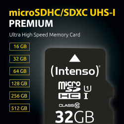 Intenso 512 Go Premium Carte Mémoire microSD avec Adaptateur SD, Classe 10 UHS-I, Vitesse de Lecture maximale de 45 Mo/s de ARCA