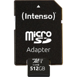 Intenso 512 Go Premium Carte Mémoire microSD avec Adaptateur SD, Classe 10 UHS-I, Vitesse de Lecture maximale de 45 Mo/s de ARCA