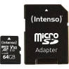 Intenso Carte Mémoire Professional microSDXC 64 Go + Adaptateur, Classe 10, UHS-I U3, V30 Noir