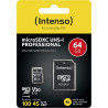 Intenso Carte Mémoire Professional microSDXC 64 Go + Adaptateur, Classe 10, UHS-I U3, V30 Noir