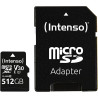 Intenso Carte mémoire microSDHC Professionnelle 512 Go Classe 10 UHS-I, U3, V30 avec Adaptateur SD, pour Enregistrement 4K, GoPr
