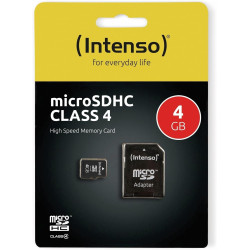 Intenso 3403450 Carte Micro SD/SDHC 4 Go Classe 4 Noir