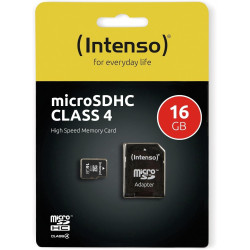 Intenso Carte mémoire micro SD 16GB 3403470 Clase 4 avec SD adaptadeur