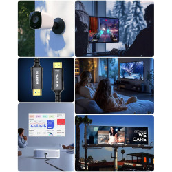Cratree Câble HDMI Fibre Optique 20m- Câble HDMI 48gbps, 8K@60HZ, 4k@120hz, HDCP 2.2 et 2.3, hdr10, Compatible avec PS5 Blu-Ray 
