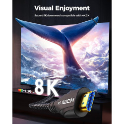 Cratree Long câble HDMI 2.1 de 9,1 m – 8K 60 Hz, câble HDMI ultra haut débit 4K 120 Hz tressé, 48 Gbit/s, HDCP 2.2 et 2.3, eARC 