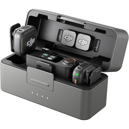 DJI Mic 3 (2 TX + 1 RX + Boîtier de Recharge), Microphone sans Fil pour iPhone/caméra/Android, ultraléger, contrôle de Gain adap