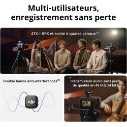 DJI Mic 3 (2 TX + 1 RX + Boîtier de Recharge), Microphone sans Fil pour iPhone/caméra/Android, ultraléger, contrôle de Gain adap