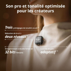 DJI Mic 3 (1 TX + 1 RX), Microphone Cravate sans Fil pour iPhone/caméra/Android, ultraléger, durée de Fonctionnement prolongée e