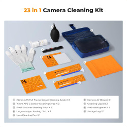 K&F CONCEPT Kit de Nettoyage Photo : Poire Soufflante + Stylo + 2 Styles de Chiffon + Écouvillons pour Capteur APS-C/APS Full Fr