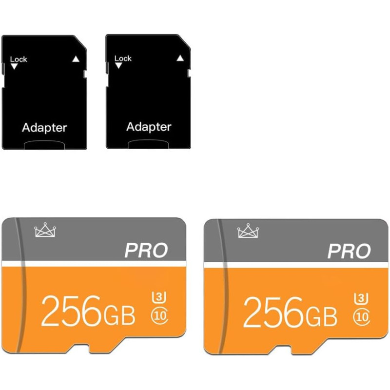 256GB Micro Memory Card Class 10 Memory Cards with Adapter Class 10 High Speed Mini TF Card for Smartphones/Camera/Tablet 2-Pack
