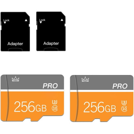 256GB Micro Memory Card Class 10 Memory Cards with Adapter Class 10 High Speed Mini TF Card for Smartphones/Camera/Tablet 2-Pack