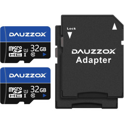 Cartes Micro SD 32Go Lot de 2, DAUZZOX Carte Micro Mémoire MicroSDHC U1 C10 UHS-I, Lecture Maximale 80 Mo/s, pour Smartphone, Ap