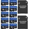 Carte Micro SD 64Go Lot de 10, DAUZZOX Cartes Micro Mémoire MicroSDXC Full HD et 4K UHD, A1 U3 C10 UHS-I, Lecture maximale 85 Mo