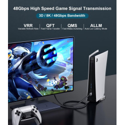Certifié Câble HDMI 2.1 10K 8K 0.5M, 48Gbps Câble HDMI Ultra Haut Débit Ethernet CEC 4K 240Hz 200Hz 165Hz 144Hz 120Hz 10K 8K 60H