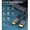 Certifié Câble HDMI 2.1 10K 8K 0.5M, 48Gbps Câble HDMI Ultra Haut Débit Ethernet CEC 4K 240Hz 200Hz 165Hz 144Hz 120Hz 10K 8K 60H