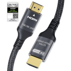 Certifié Câble HDMI 2.1 10K 8K 1.5M, 48Gbps Câble HDMI Ultra Haut Débit Ethernet CEC 4K 240Hz 200Hz 165Hz 144Hz 120Hz 10K 8K 60H