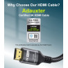 Certifié Câble HDMI 2.1 10K 8K 2.5M, 48Gbps Câble HDMI Ultra Haut Débit Ethernet CEC 4K 240Hz 200Hz 165Hz 144Hz 120Hz 10K 8K 60H